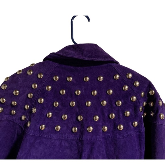 Vintage Atlantic Beach Leather Coat works bright purple suede leather jacket - Picture 3 of 11